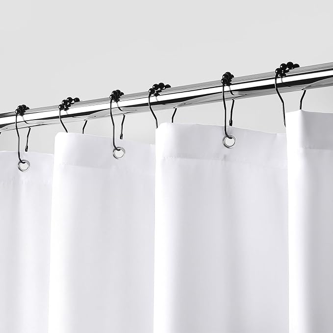 downluxe Waterproof Fabric Shower Curtain Liner, Soft Cloth Shower Liner with Magnets, Machine Washable & Hotel Quality Bathroom Curtain, 72" W x 78" L, White