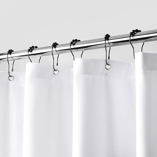 downluxe Waterproof Fabric Shower Curtain Liner, Soft Cloth Shower Liner with 3 Magnets, Machine Washable & Hotel Quality Bathroom Curtain, 72" W x 72" L, White
