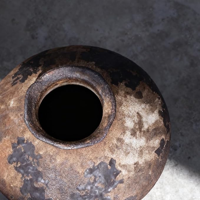 Large Wabi Sabi Vase, 11.5" Wabi Sabi Decor Rustic Vase, Brown Ceramic Vase for Centerpiece, Vintage Farmhouse Decor for Home Decorative, Table, Living Room, Bedroom, Bathroom, Kitchen