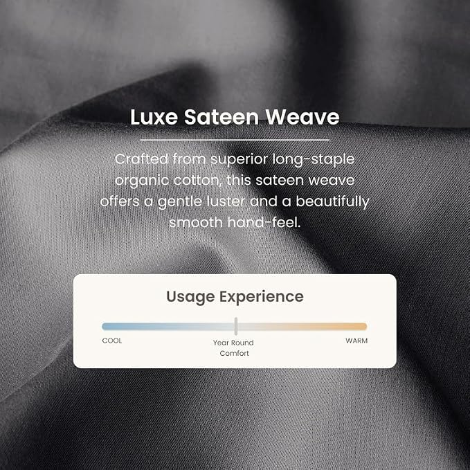 Bioweaves 100% Organic Cotton 1 Full Size Fitted Sheet Only | 300 Thread Count Sateen Weave GOTS Certified with Deep Pocket - Stone