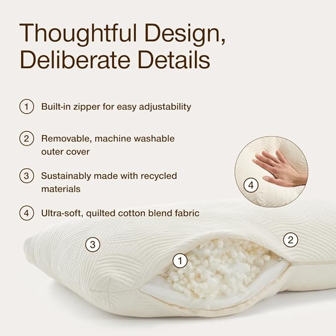 Coop Home Goods Adjustable Latex Cut-Out Pillow Queen, Talalay Latex & Microfiber Fill, Ergonomic Shoulder Cut-Out, Naturally Cooling, Eco-Friendly, Medium Firm for Side Sleepers, GREENGUARD Gold