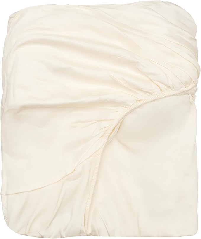 Organic Cotton California King Fitted Sheet - 100% GOTS Certified Organic Cotton, 400 Thread Count, Chemical-Free, Unbleached, All-Natural, Breathable, Sateen Weave (Cal King - Off-White/Ivory)