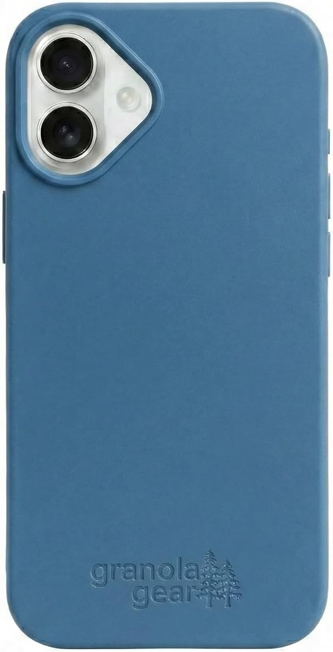 Eco by GranolaGear - Eco-Friendly Phone Case for iPhone 16 Plus - Biodegradable, Compostable, Plastic-Free, Made from Plants - Pacific Blue
