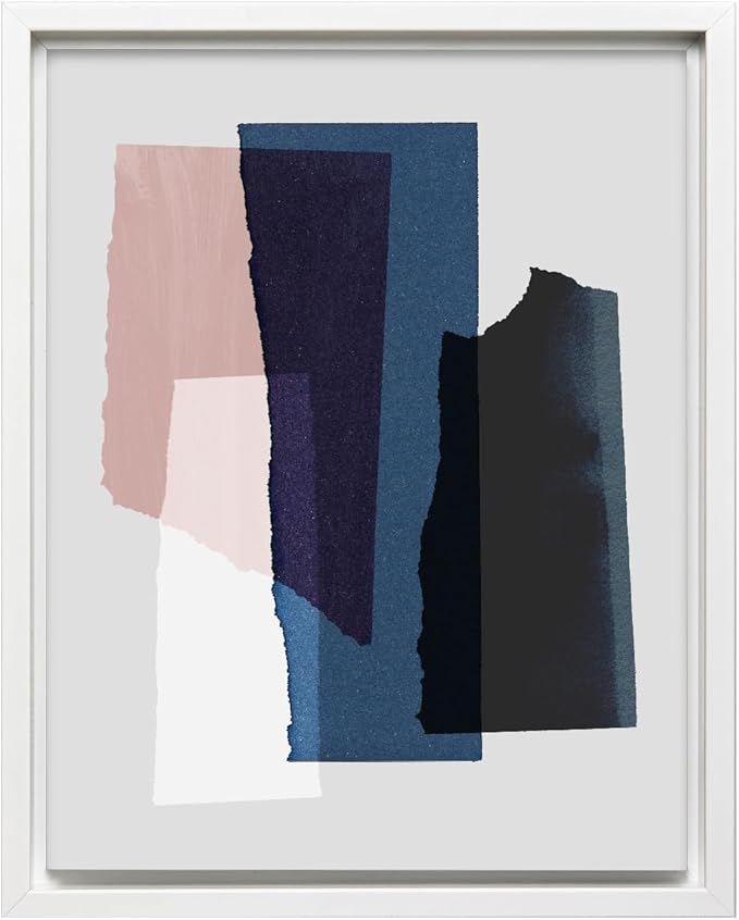 Monem Art Abstract Torn Paper Collage Print - Minimalist Modern Art Poster - Wall Decor for Living Room, Bedroom or Office - 24x32 White Framed CANVAS Wall Art by Mareike Bohmer
