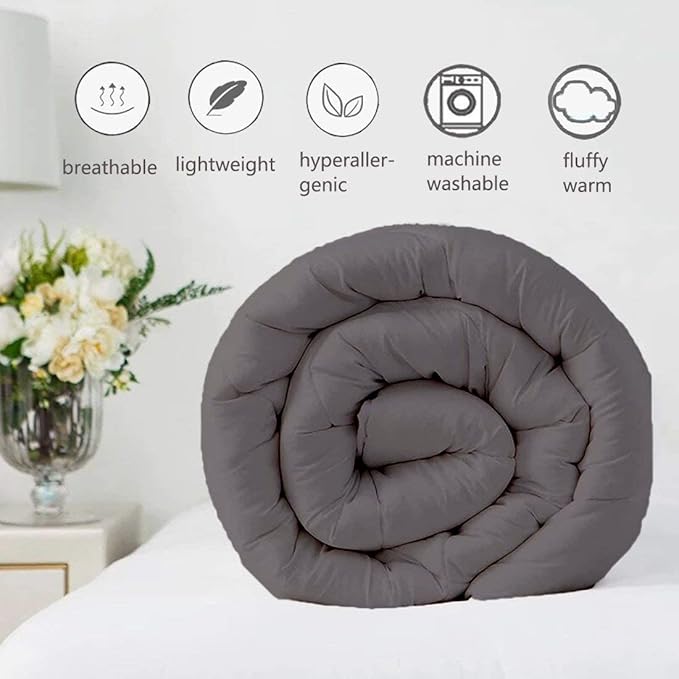 Hypoallergenic 1000-TC Pinch Pleated Down Alternative Comforter Twin Size 68 x 86 Inches 1pc Comforter & 2 pcs Pillow Covers, 700 GSM & All Side Corner Tabs 100% Egyptian Cotton