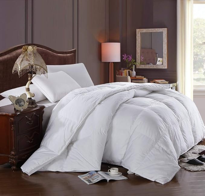 Royal Hotel Bedding 300 Thread Count Oversized Queen Size Down-Alternative Comforter, Overfilled Duvet Insert 100% Cotton Shell 750FP - 100% Down-Alternative Fill, 85OZ - White Solid, Oversized Queen