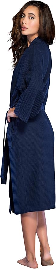 Turquaz Lightweight Long Waffle Kimono Spa Robe for Women