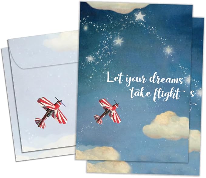 Tree-Free Greetings - Birthday Cards - Artful Designs - 2 Cards + Matching Envelopes - Made in USA - 100% Recycled Paper - 5"x7" - Dreams Take Flight (GT65305)