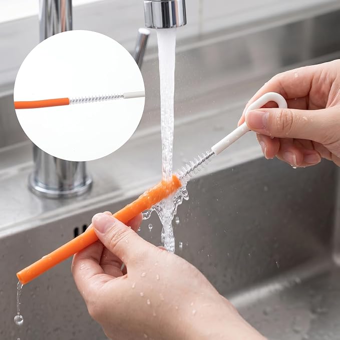 4 PCS Straw Cleaning Kit, Reusable Straw Brushes for Cleaning Straws | 10 Inch Stainless Steel Metal Straw Cleaner Brush, 10 Inch for Water Bottle Sip Cup Glass Straw