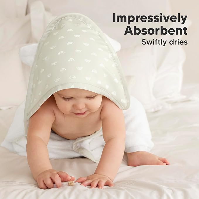 KeaBabies Baby Hooded Towel and Baby Hair Brush - Soft Bath Towels with Hood for Kids and Infant, Wooden Hairbrush with Soft Goat Bristles for Cradle Caps