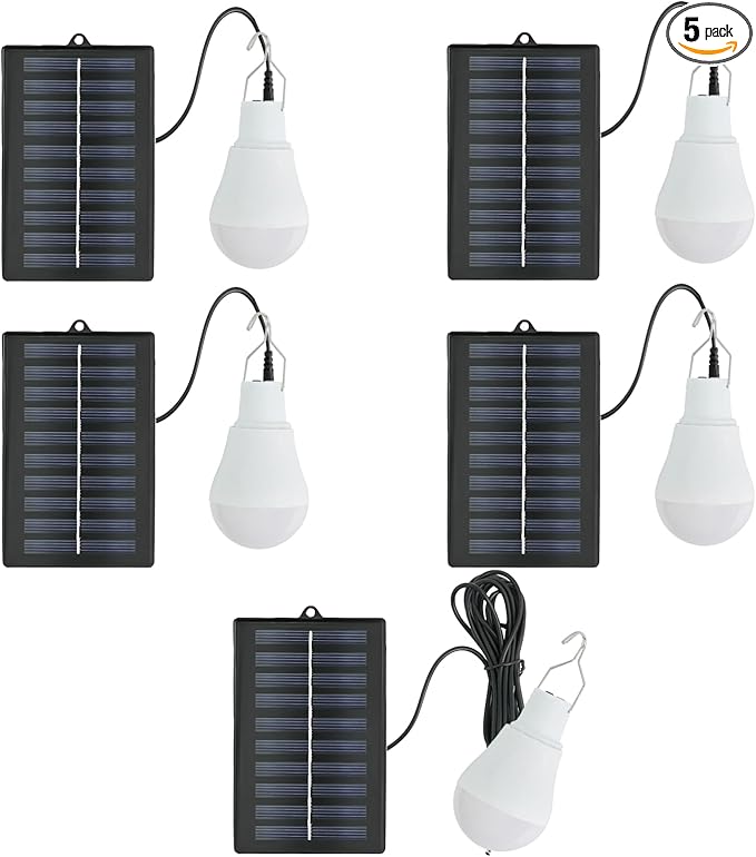 5 Pcs Solar Light Bulbs LED Waterproof Bulb Portable Emergency Solar Powered Light, for Indoor Outdoor Camping Night Fishing