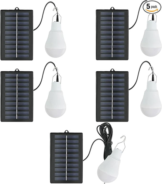 5 Pcs Solar Light Bulbs LED Waterproof Bulb Portable Emergency Solar Powered Light, for Indoor Outdoor Camping Night Fishing