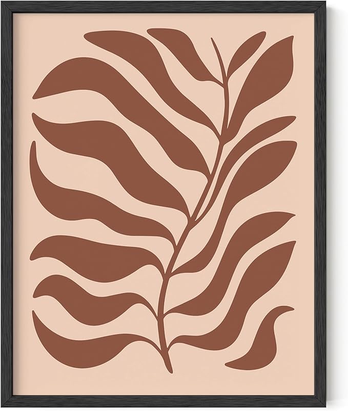 Y2K BOO Abstract Organic Leaf Silhouette UNFRAMED Wall Art Botanical Shapes Earth Tones Terracotta Mid Century Modern 11x14 Inch Heavyweight Paper Studio Decor