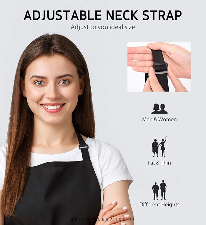 Syntus 4 Pack Adjustable Bib Apron with 2 Pockets Cooking Kitchen Aprons for Women Men Chef