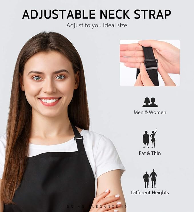 Syntus Apron for Men Women, Adjustable Cooking Kitchen Chef Aprons with 2 Pockets