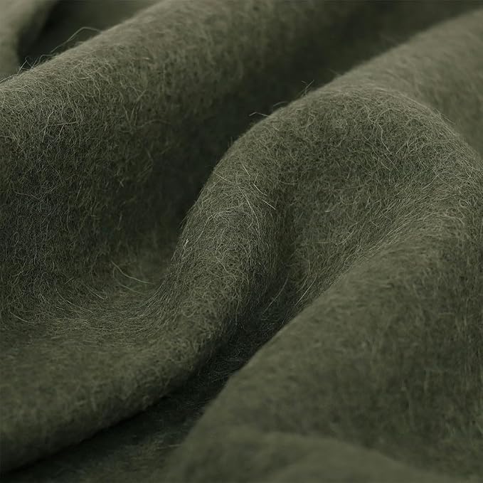 Superfine Alpaca Wool Throw Blanket - Lightweight Alpaca Merino Wool Throw Blankets | Soft Peruvian Alpaca Blanket Wool Blanket Solid Color 62" x 54" (Fern Green)