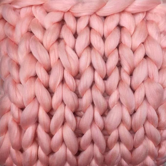 Knit Chunky Blanket Giant Throw Merino Wool Yarn Hand Made Bed Sofa Chair Mat(Pink 40"x60")