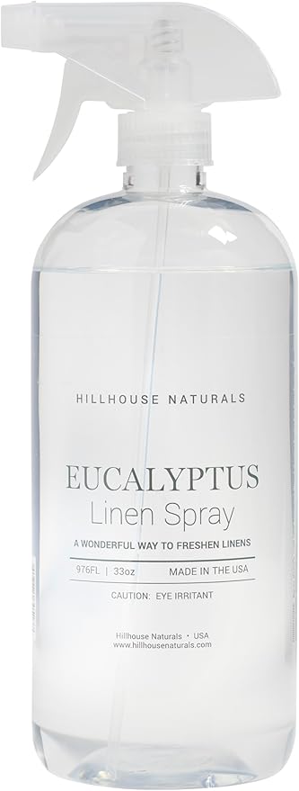 Hillhouse Naturals - Linen Spray - Aromatherapy Spray for Relaxation & Sleep - Refresh Bedding, Curtains & More - With Spearmint, Eucalyptus & Rosemary - Made in the USA - Eucalyptus Scent - 1 L