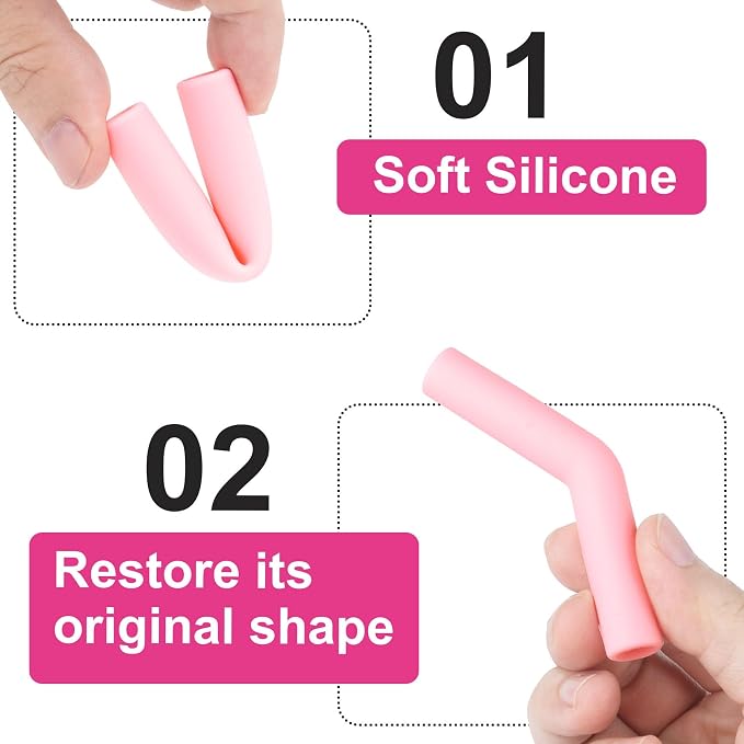 HINZIC 6Pcs Silicone Straw Tips 0.4 inch Wide(10mm Outer Diameter) for Metal Straws Food Grade Reusable Rubber Straw Covers Elbow Replacement Tip for Stainless Steel Straws Pink