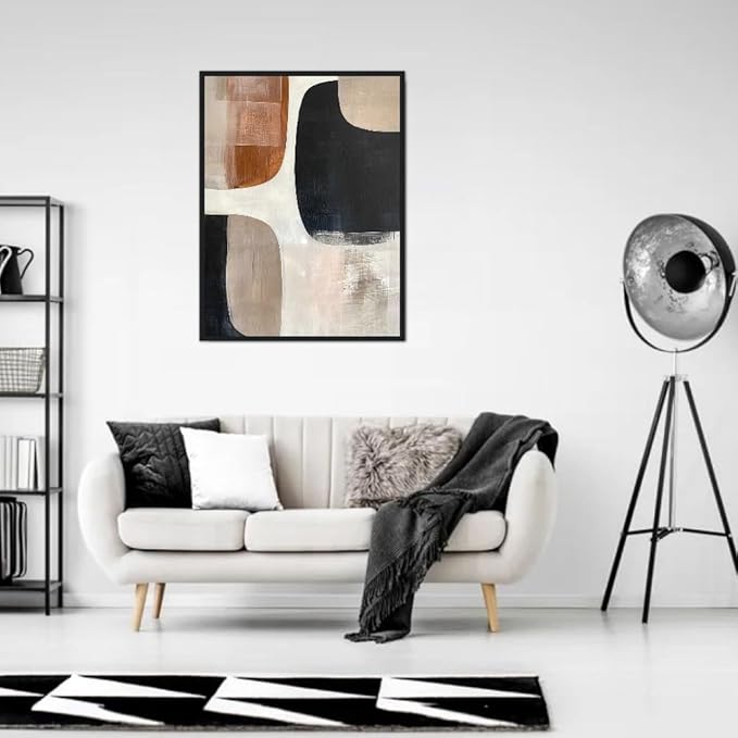 Moonow7 Modern Abstract Geometric Wall Art Poster, Neutral Color Artwork for Living Room, Bedroom, Office, Minimalist Aesthetic Decor, Contemporary Home Accent, Unframed Size 20x25 cm / 8x10″