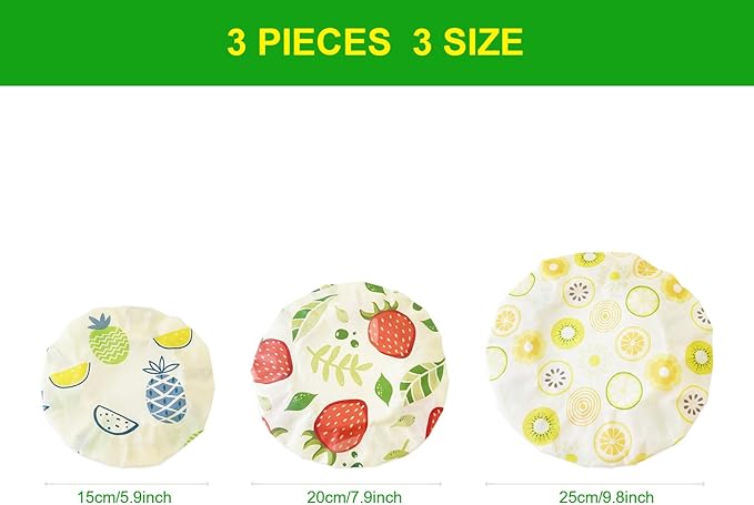 3 Pieces Beewax Bowl Covers Reusable Cloth Fabric Elastic Food Storage Cotton Bread Lids for Food, Fruits, Leftover Kitchen Container