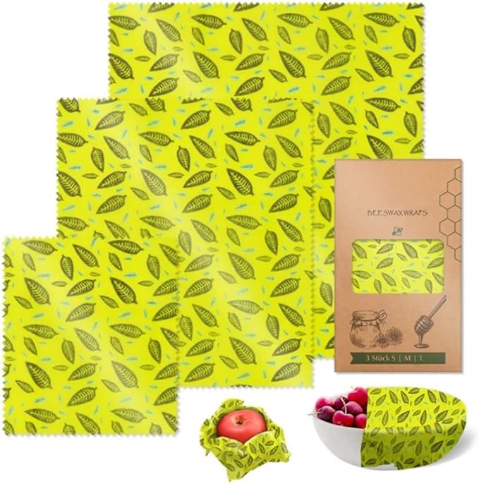 Greenery Beeswax Wrapping Paper Cloth 3 PCS Set Degradable Reusable Beeswax Wrap Eco-Friendly Beeswax Wraps for Food