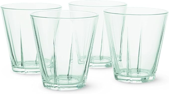 Rosendahl Grand Cru Recycled Glass Tumblers (Set of 4) - 8.8 Fl. Oz. - Lead-Free, Dishwasher Safe, Elegant Clear Glass Drinkware for Water, Juice, Coffee, and Wine - Modern, Durable (Green)