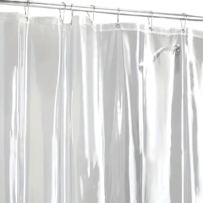 Dependable Industries inc. Essentials Bathroom Magnetized Shower Curtain Liner with Metal Grommets Waterproof (Super Clear)