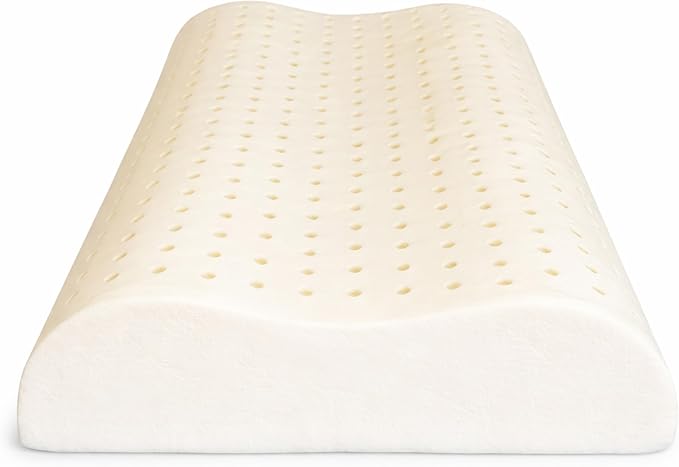 ORGANIC TEXTILES Organic Latex Contour Pillow with Organic Cotton Cover - GOTS & GOLS Certified, Ergonomic Contour Design, Bed Pillow, Spine Support - (Travel) - Pack of 2