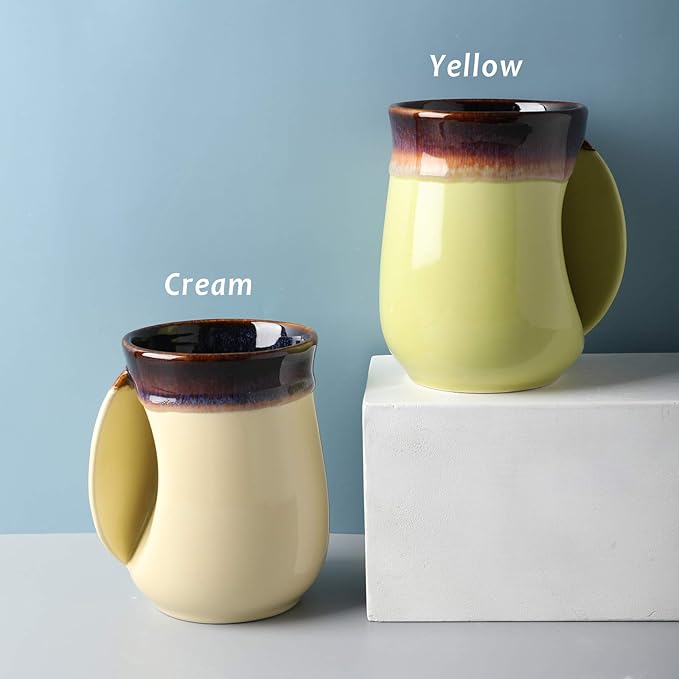 Selamica Porcelain 18oz Novelty Right-handed Handwarmer Mug, Coffee Mug, Tea Mug for family friends and couple - Mint