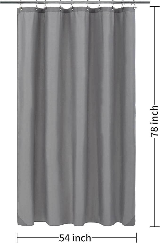 ALYVIA SPRING Stall Fabric Shower Curtain Liner Waterproof - 54" x 78", Soft & Lightweight Long Stall Size Shower Curtain with Magnets, Machine Washable - 54x78, Grey