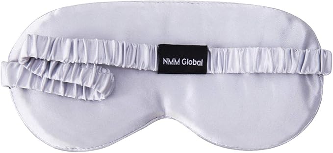 Mulberry Natural Silk Sleep Mask for Women & Men with Elastic Strap, Super Soft Sleeping Eye Mask, Size M, (Gray)
