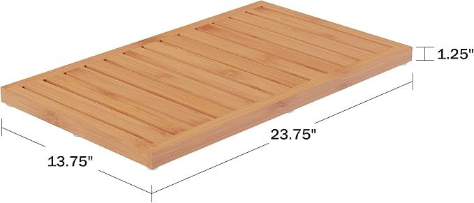 Bamboo Bath Mat Set – 2-Pack Non-Slip Wooden Bath Mats with Slatted Design for Indoor/Outdoor Bathtub, Shower, Sauna, Pool, or Hot Tub by Lavish Home