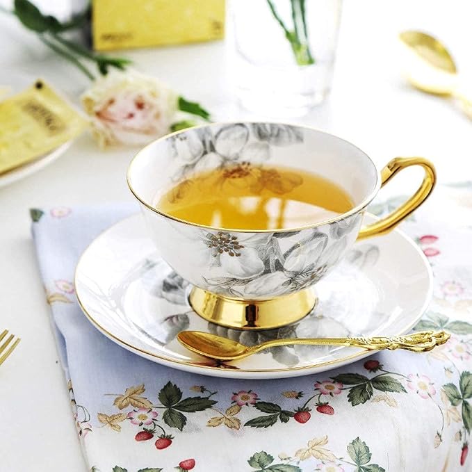 tea cups and saucers,Coffee Cup Ceramic Afternoon Tea Water Juice Milk Home Office Hanging Ear Saucer Set