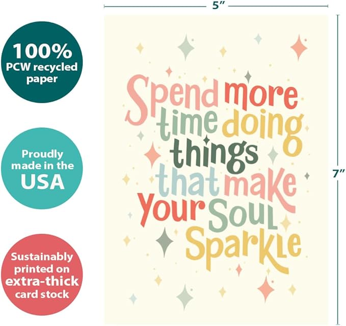 Tree-Free Greetings - Birthday Cards - Artful Designs - 2 Cards + Matching Envelopes - Made in USA - 100% Recycled Paper - 5 x 7 - Soul Sparkle (GT65292)