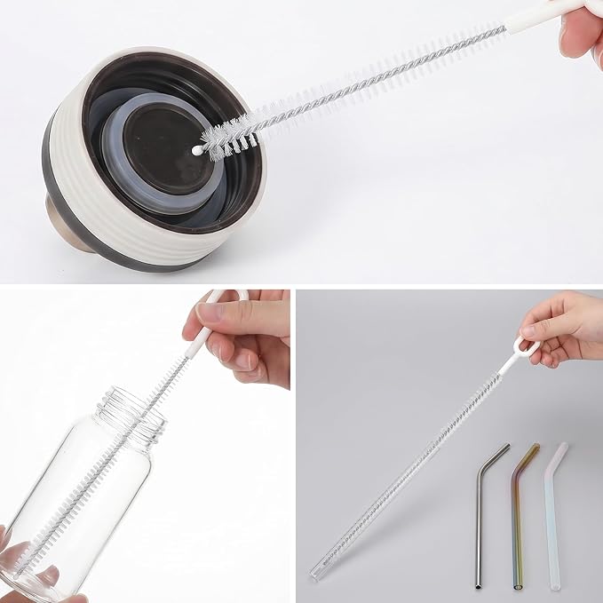 4 PCS Straw Cleaning Kit, Reusable Straw Brushes for Cleaning Straws | 10 Inch Stainless Steel Metal Straw Cleaner Brush, 10 Inch for Water Bottle Sip Cup Glass Straw