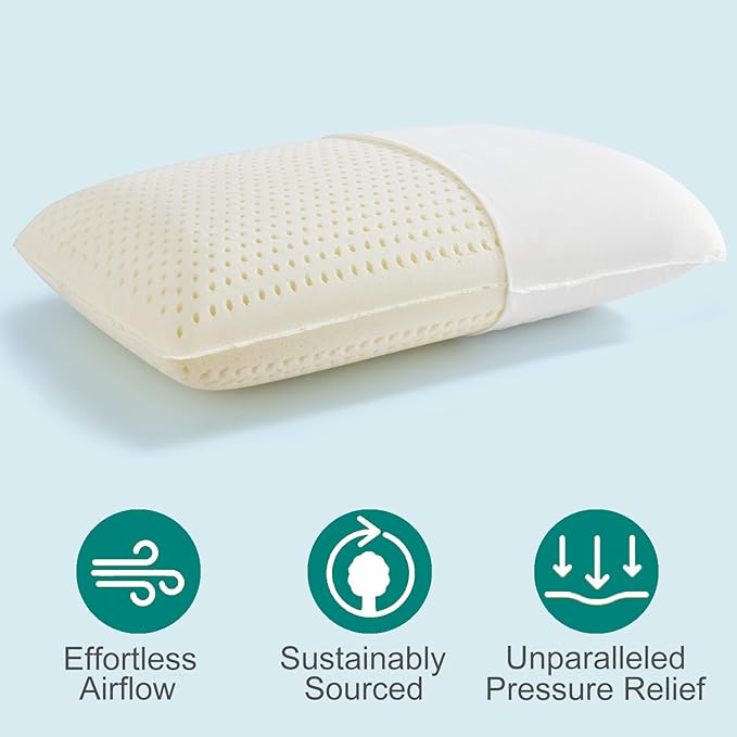 JOTOM 100% Natural Talalay Latex Latex Sleeping Bed Pillow – Luxury Extra Soft Pillow for Side, Back, and Stomach Sleepers - Removable Breathable Cotton Cover - Extra Soft (King (Extra Soft))