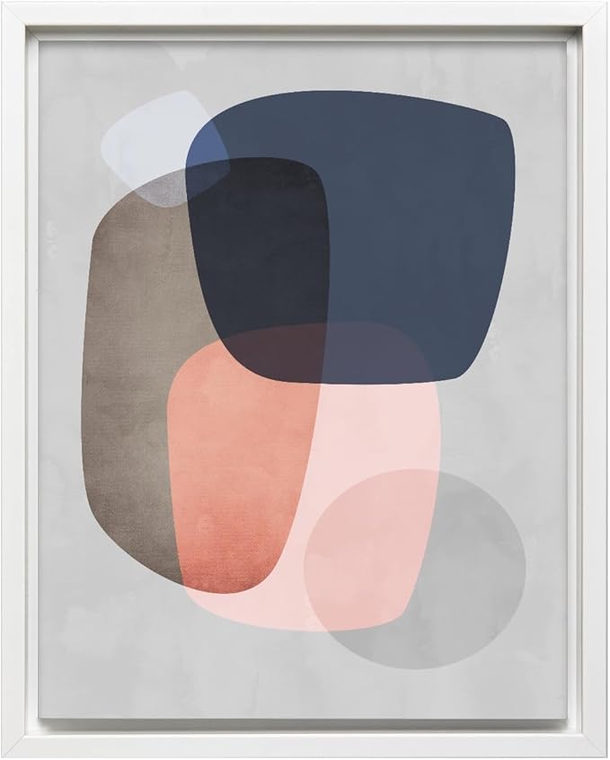 Monem Art Pastel Abstract Organic Shapes Print - Scandinavian Minimalist Art Poster - Wall Decor for Living Room, Bedroom or Office - 12x16 White Framed CANVAS Wall Art by Mareike Bohmer