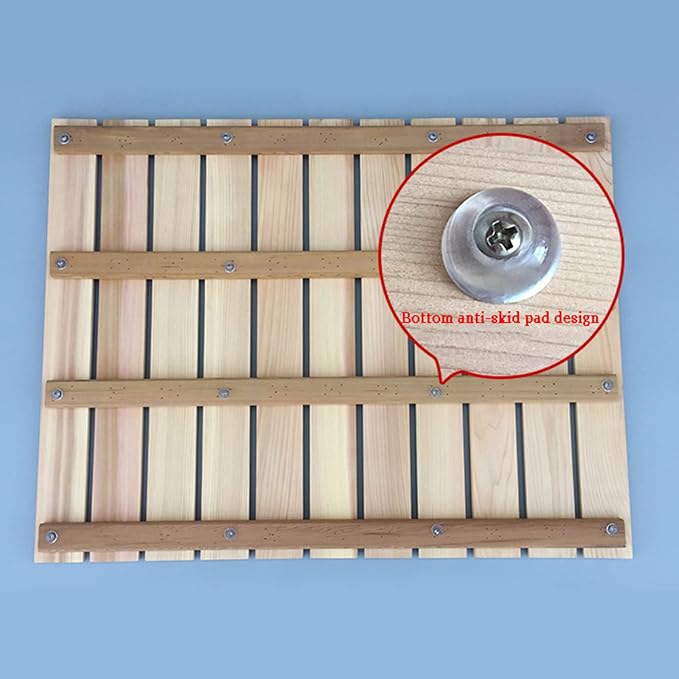 Natural Wooden Shower Mat,Bamboo Duckboard Bath Mat,Bamboo Bath Mat,Wood Floor Rug,Bath Shower Mat,Non-Slip Bamboo Bathroom Mat for Indoor Or Outdoor Use,Customizable,40x70cm/16x28in
