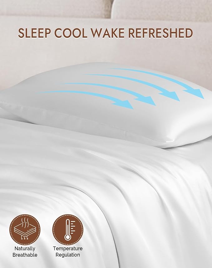 SilkSilky 100% Mulberry Silk Pillowcase - Pure 22 Momme High-Grade 6A Fibers for Hair & Skin, Hidden Zipper, Natural, Organic, Breathable & Cooling Pillow Case (Standard 20''x26'', White)
