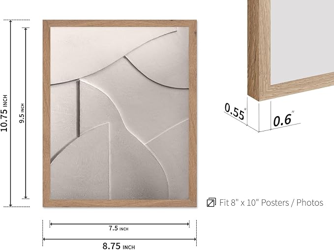 Monem Art Minimalist White Geometric Texture Print - Abstract Scandinavian Wall Art Poster - Wall Decor for Living Room, Bedroom or Office - 8x10 Beige Framed Wall Art by Mareike Bohmer