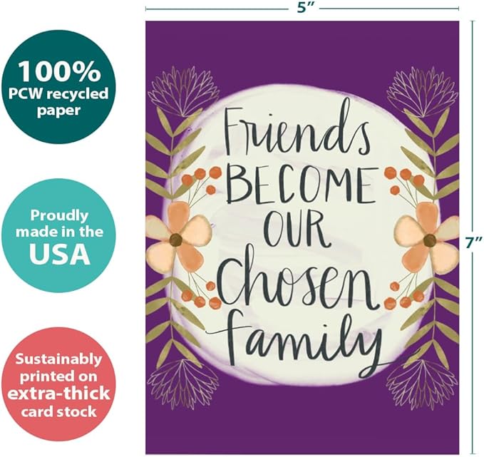 Tree-Free Greetings - Birthday Card - Artful Designs - 1 Card + Matching Envelope - Made in USA - 100% Recycled Paper - 5 x 7 - Chosen Family (GO65247)