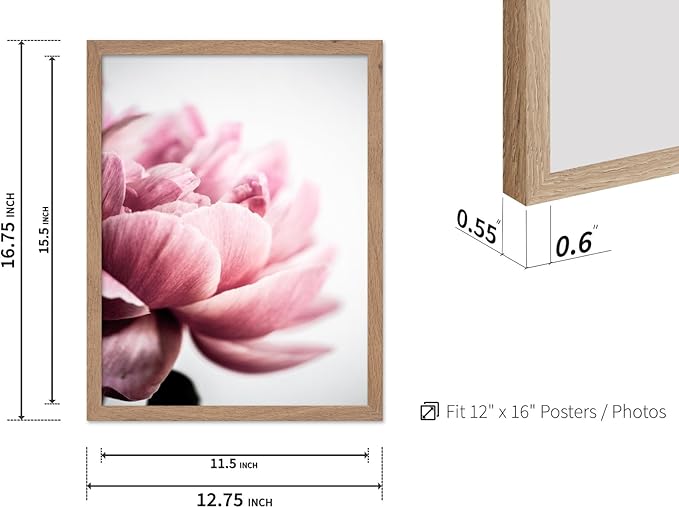 Monem Art Pink Peony Macro Photography Print - Minimalist Floral Art Poster - Wall Decor for Living Room, Bedroom or Office - 12x16 Beige Framed Wall Art by Mareike Bohmer