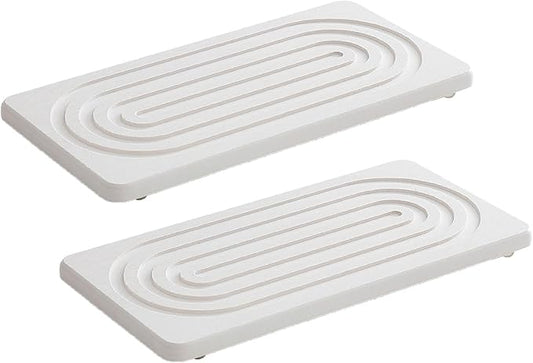 2Pieces Natural Water Absorbing Stone Soap Holder Tray for Bathroom Countertop and Sink Organization Counter Top Natural Diatomite Bath Tray