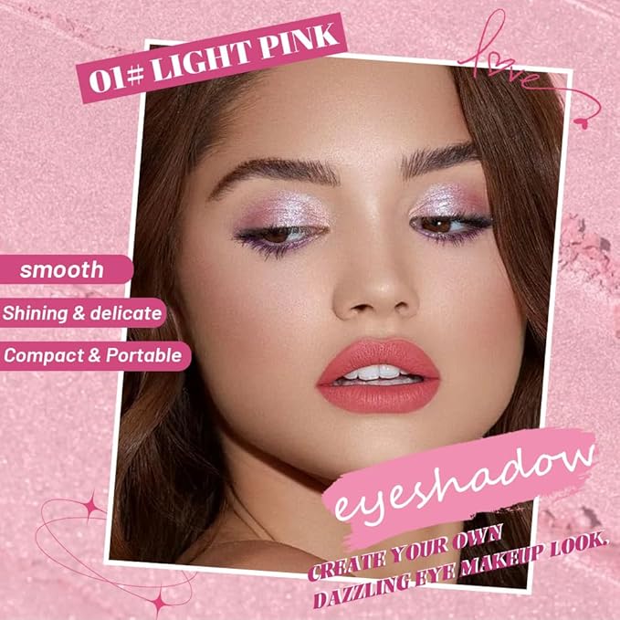 Champagne Shimmer Glittle Eye shadow Palette Makeup, Single Shimmer Eyeshadow for Older Women, High Pigment Natural Sombras Crema Para Ojos, Talc, Paraben & Cruelty Free (01#Champagne)