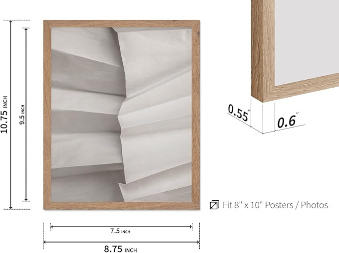 Monem Art Minimalist Folded Paper Texture Print - Neutral Abstract Modern Art Poster - Wall Decor for Living Room, Bedroom or Office - 8x10 Beige Framed Wall Art by Mareike Bohmer