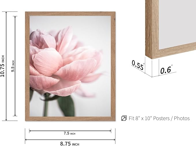 Monem Art Soft Pink Peony Macro Photography Print - Minimalist Floral Art Poster - Wall Decor for Living Room, Bedroom or Office - 8x10 Beige Framed Wall Art by Mareike Bohmer