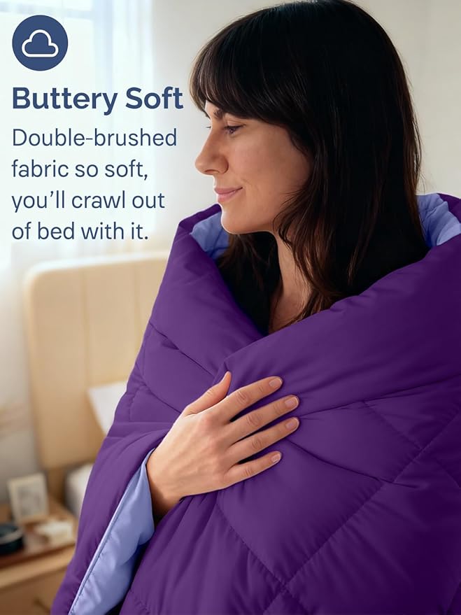 Full Size, Purplec & Lavender Alternative Down Comforter - Warm, Lightweight & Breathable Hotel Quality Bedding Set for Men, Women, Kids & Teens - All Season Cooling Microfiber Duvet Insert Comforter