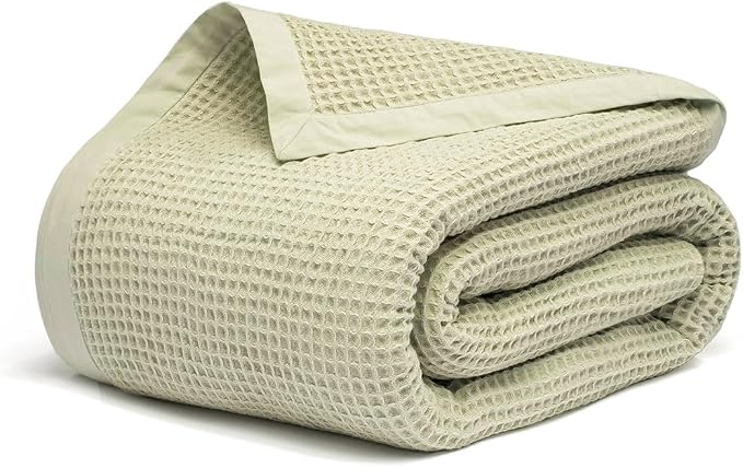 Salt Earth GOTS Certified 100% Organic Cotton Waffle Throw Blanket, 55"x60", Sea Foam