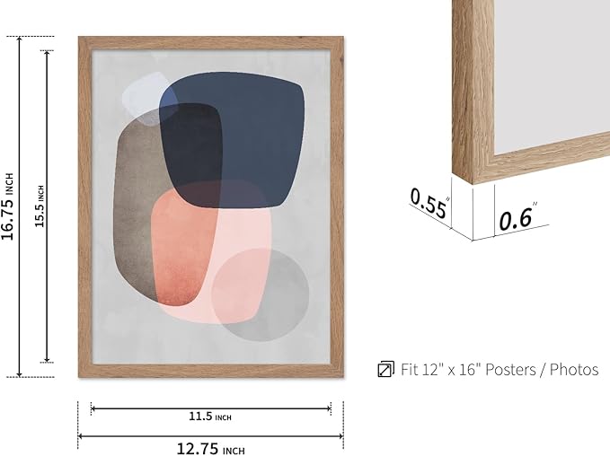 Monem Art Pastel Abstract Organic Shapes Print - Scandinavian Minimalist Art Poster - Wall Decor for Living Room, Bedroom or Office - 12x16 Beige Framed Wall Art by Mareike Bohmer